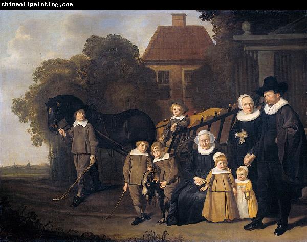 Jacob van Loo The Meebeeck Cruywagen family near the gate of their country home on the Uitweg near Amsterdam.