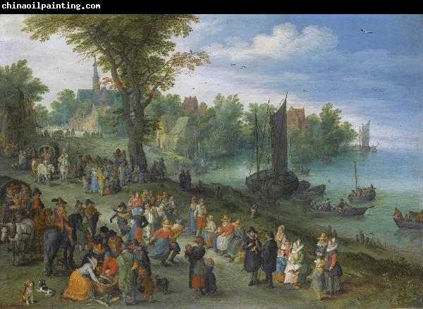 Jan Brueghel People dancing on a river bank