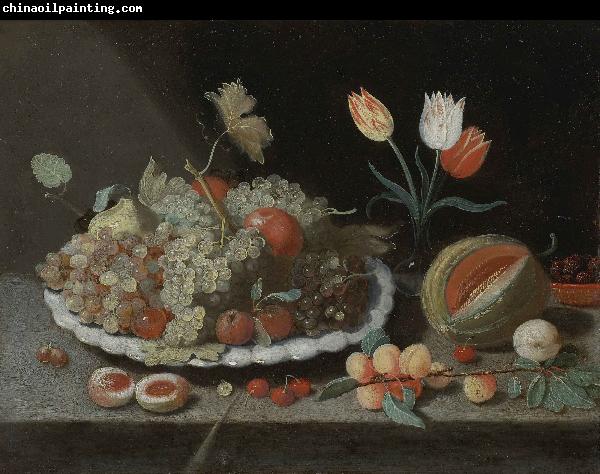 Jan Van Kessel Still life with grapes and other fruit on a platter