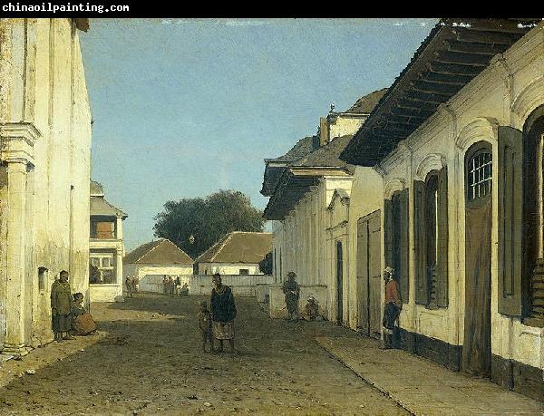 Jan Weissenbruch Een straatje in het oude gedeelte van Batavia