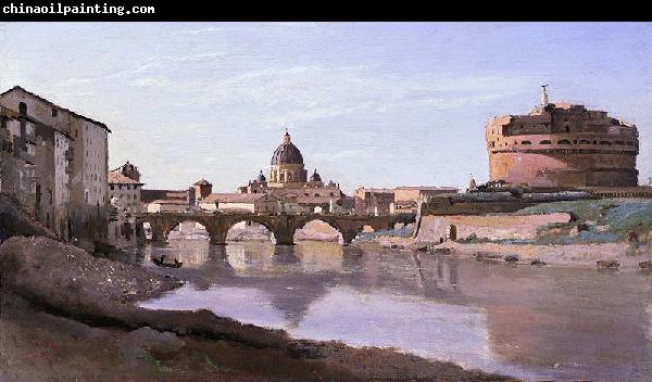 Jean-Baptiste-Camille Corot The Bridge and Castel Sant'Angelo with the Cuploa of St. Peter's