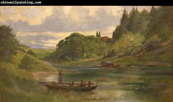 Johan Fredrik Krouthen Woman and Boat