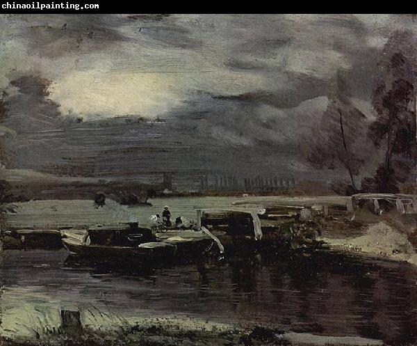 John Constable Boats on the Stour, Dedham Church in the background