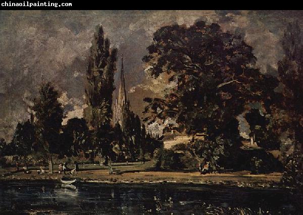 John Constable Die Kathedrale von Salisbury vom Flub aus gesehen, mit dem Haus des Archidiakonus Fischer, Skizze