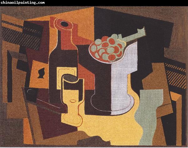 Juan Gris Flasche und Obstschale