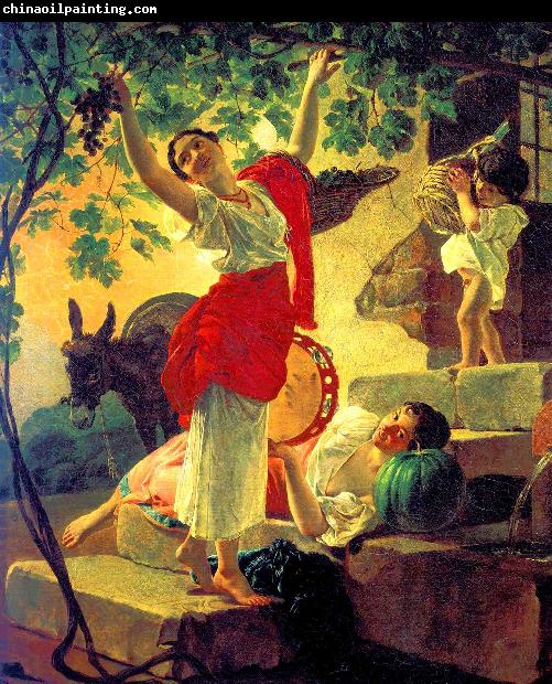 Karl Briullov Girl gathering grapes in the vicinity of Naples