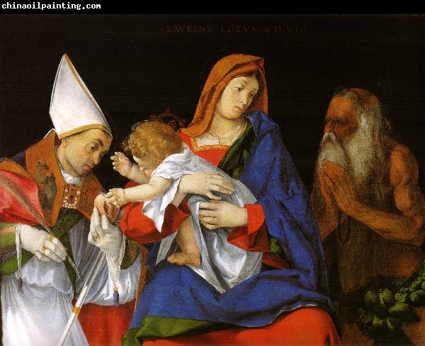 Lorenzo Lotto Madonna with Child between Sts Flavian and Onuphrius