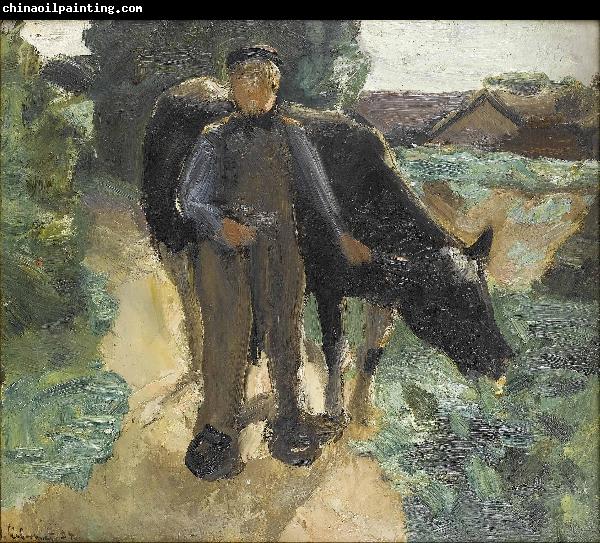 Max Liebermann A farmer with his cow