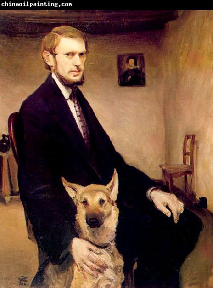 Miroslav Kraljevic Selfportrait with a dog