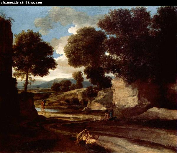 Nicolas Poussin Landscape with Travellers Resting