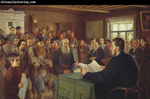 Nikolai Petrovitch Bogdanov-Belsky Sunday Reading in Rural Schools