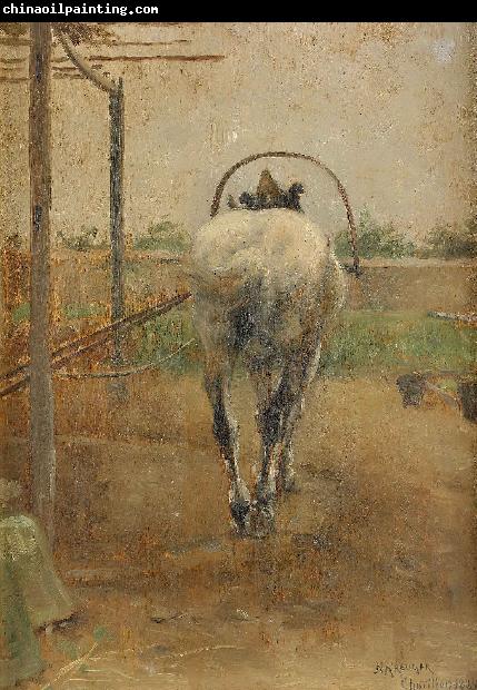 Nils Kreuger Labor  horse pulling a threshing machine