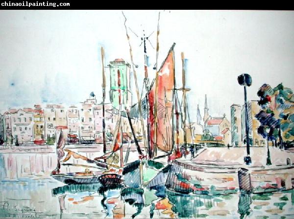 Paul Signac La Rochelle - Boats and House