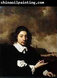 Pieter Cornelis Dommersen Self portrait against landscape background by Jan van Goyen