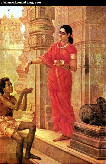 Raja Ravi Varma Lady Giving Alms