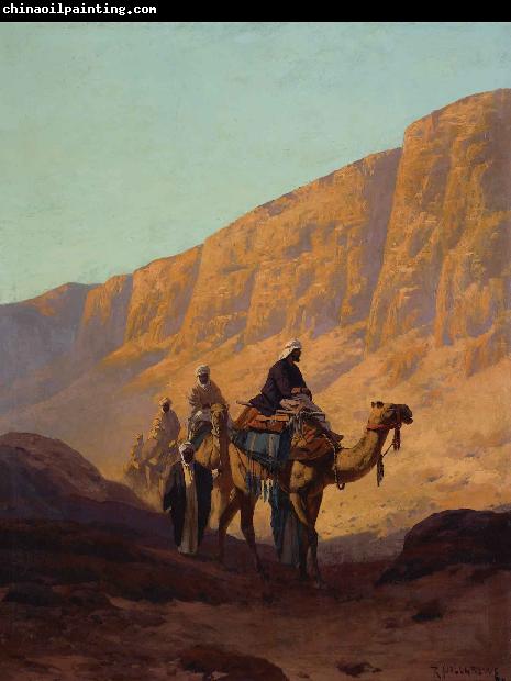 Rudolf Wiegmann Caravan passing through a wadi