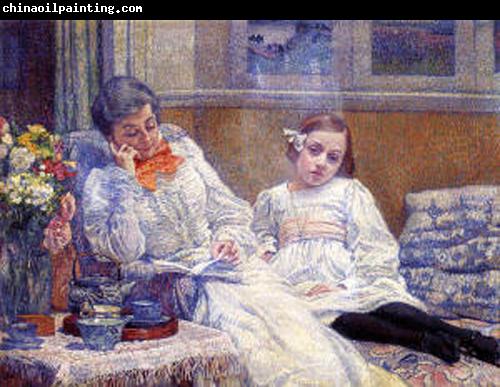 Theo Van Rysselberghe Portrait of Madame van Rysselberghe and daughter