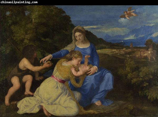 Titian The Virgin and Child with the Infant Saint John and a Female Saint or Donor