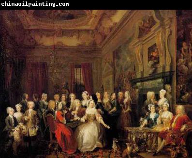 William Hogarth The Assembly at Wanstead House. Earl Tylney and family in foreground