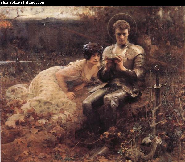 John William Waterhouse The Temptation of  Sir Percival