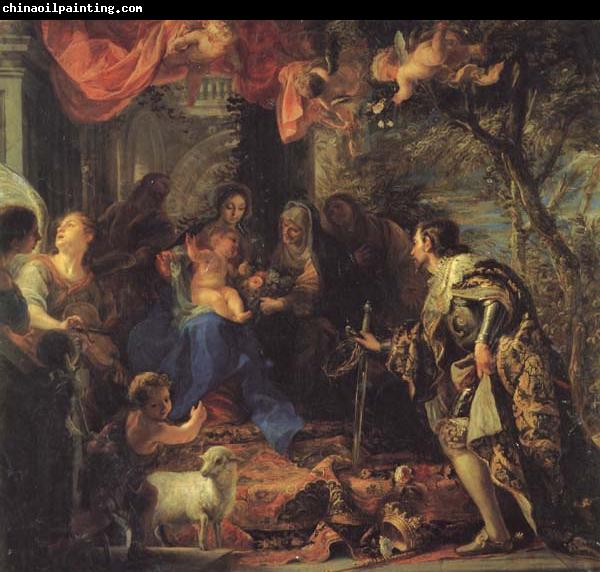 COELLO, Claudio The Adoration of the Holy Family by St.Louis.King of France,and Othe Saints