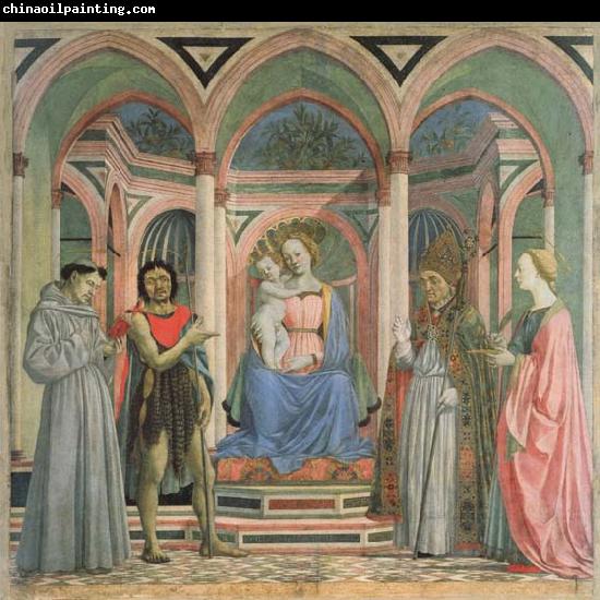 DOMENICO VENEZIANO Madonna and Child Enthroned with SS.Francis,john the Baptist,Zenobius,and Lucy