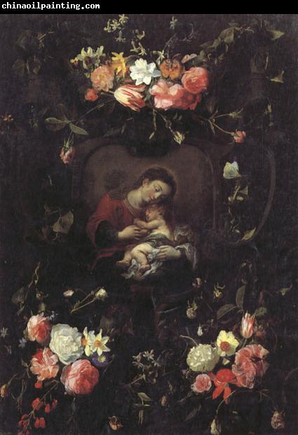 Daniel Seghers Garland of Flowers,with the Virgin and Child