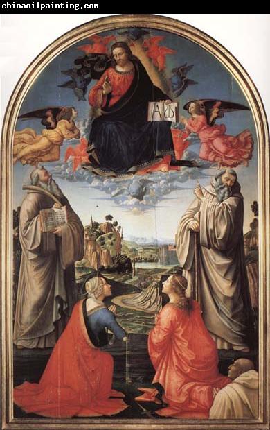 Domenicho Ghirlandaio Christus in der Gloriole mit den Heiligen Bendikt,Romuald,Attinea und Grecinana