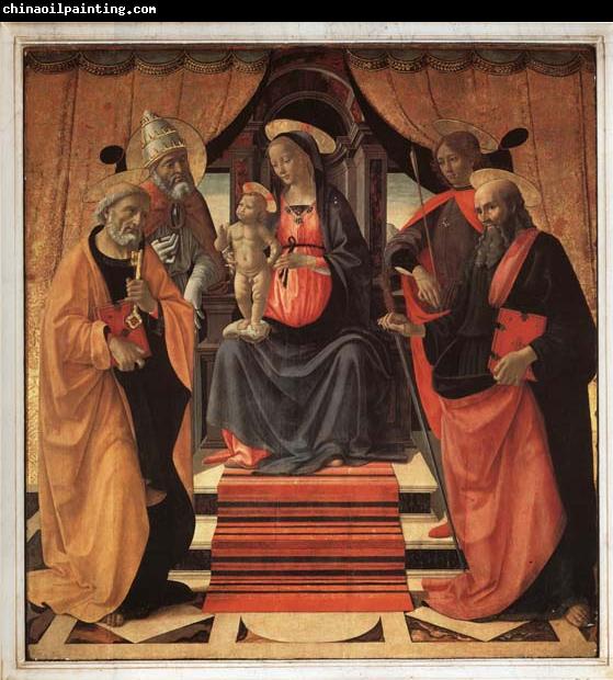 Domenicho Ghirlandaio Thronende Madonna mit den Heiligen Petrus,Clemens,Sebastian und Paulus