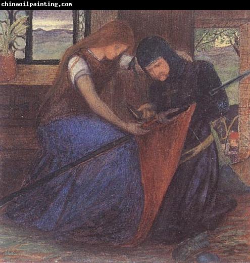 Elizabeth Siddal A Lady Affixing a Pennant to a Knight's Spear