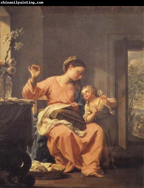 Francesco Trevisani Madonna Sewing with Child