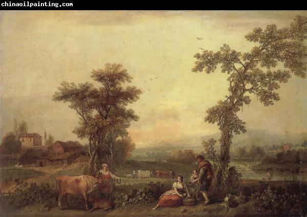 Francesco Zuccarelli Landscape with a Woman Leading a Cow