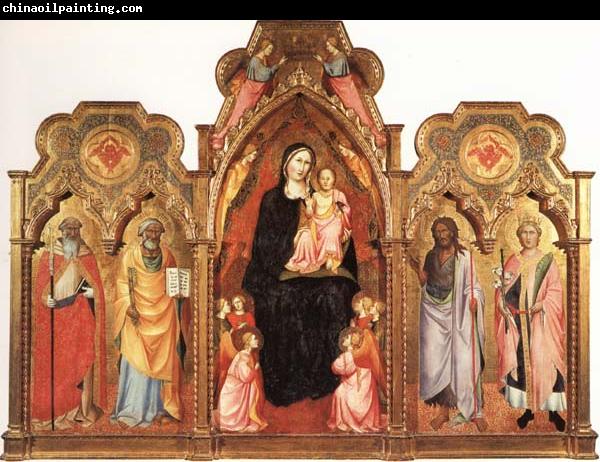 GADDI, Agnolo Madonna and Child with Angels and SS.Benedict and Peter.john the Baptist and Miniato