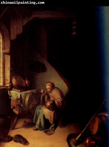 Gerrit Dou An Interior,with an old Woman eating Porridge (mk33)