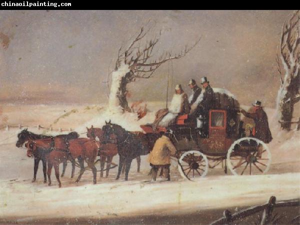 Henry Alken Jnr The Bath To London Royalmail Coach in the snow