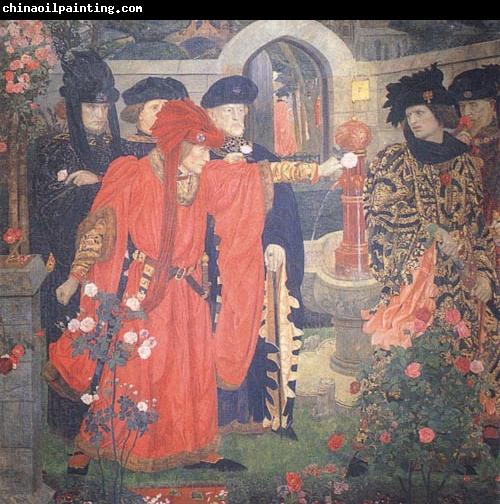 Henry Arthur Payne Plucking the Red and White Roses in the Old Temple Gardens