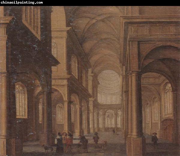 Jan Van Vucht The interior of a reformed church,with a beggar soliciting alms from an elegant company