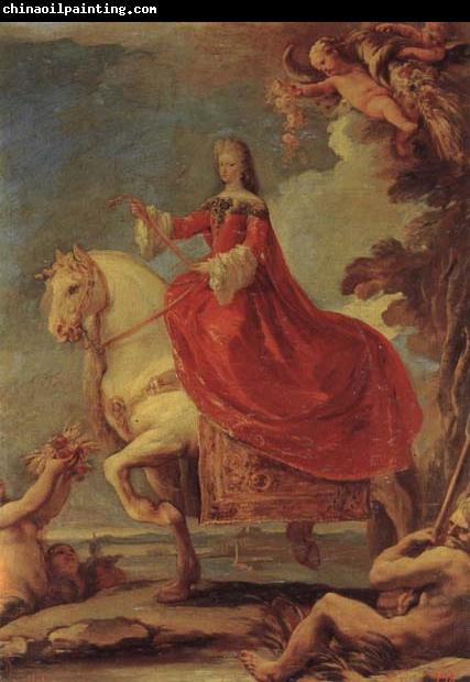 Luca Giordano Equestrian Portrait of Mariana of Neuburg