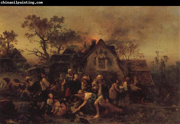 Ludwig Knaus A Farm Fire