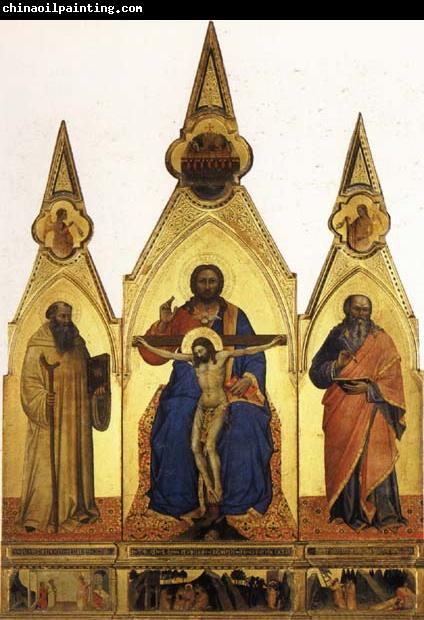 Nardo di Cione The Trinity and SS.Romuald and john the Evangelist Three Stories from the Life ofSt.Romuald