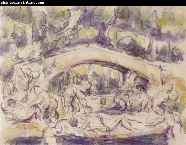 Paul Cezanne Bathers Beneath a Bridge