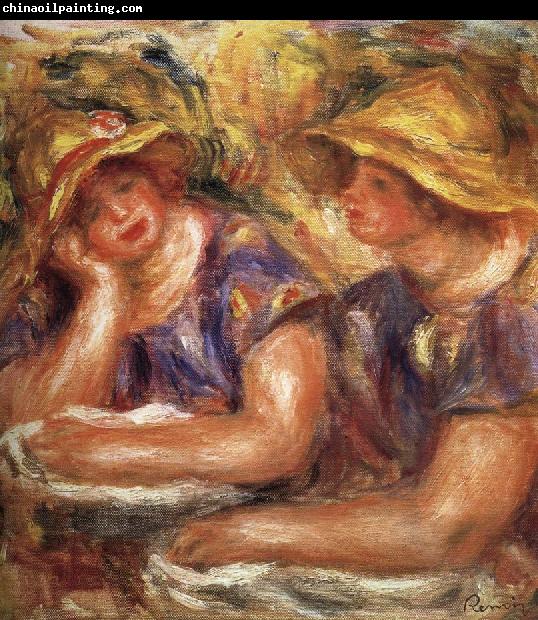 Pierre Renoir Two Women in Blue Blouses