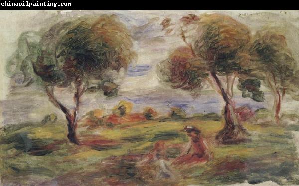 Pierre Renoir Landscape with Figures at Cagnes