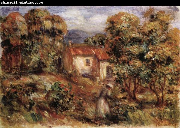 Pierre Renoir Woman Picking Flowers in the Garden of Les Collettes