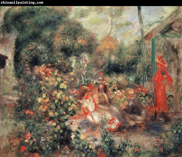 Pierre Renoir Young Girls in a  Garden in Montmartre