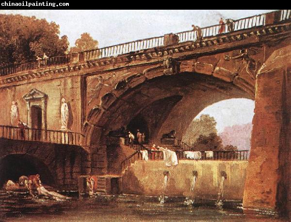 ROBERT, Hubert Washerwomen below a Bridge