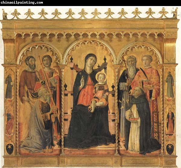 Vecchietta Madonna and Child Enthroned with SS.Bartholomew,James,Eligius,Andrew,Lawrence and Dominic