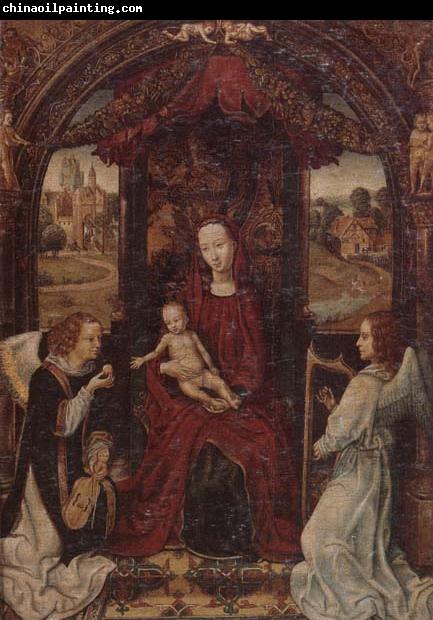 unknow artist The madonna and child enthroned,attended by angels playing musical instruments