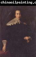 unknow artist Portrait of a man,Three-quarter length,wearing black and holding a glove in his left hand