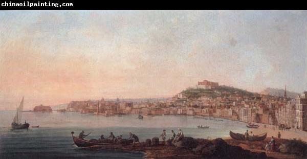 unknow artist Naples,a view of the bay from the marinella looking towards the molo and the castel dell ovo